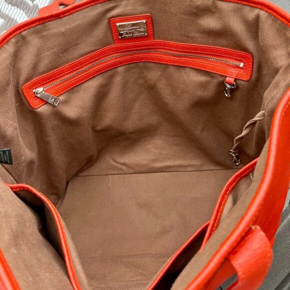 Lauren Ralph Lauren  Large Leather Tote in a FUN Orange - Picture 9 of 12